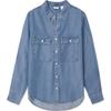 Levis SS24 Summer Collection Denim Solid Color Loose Long Sleeve Shirt Women Shirts Dark-Blue 001BO-0000