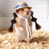 Yousheng Шляпа от солнца для хомяка Милая шляпа для маленького питомца с двойными косичками Эластичный ремешок Регулируемый парик для попугая Шляпа для волнистых попугайчиков Петухов Морских свинок Наряд
