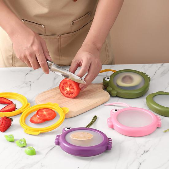 Yousheng Хранитель лука Хранитель авокадо Герметичный контейнер для хранения продуктов с силиконовой крышкой Лимонный Штабелируемый Органайзер для холодильника для пикника офиса