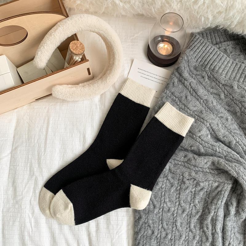 Solid Color Versatile Simple Warm Wool Socks Trendy Winter Socks Are Thick