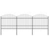 VidaXL Garden Fence with Spear Top Steel (1,5-1,75)x5,1 M Black