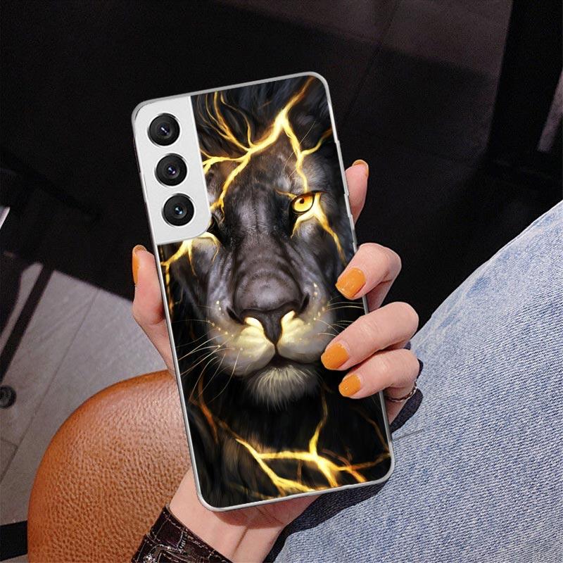 Чехол для телефона 'Лев Альфа-самец Детеныш Король' для Samsung Galaxy S24 S25 Edge S26 Ultra S23 S22 S21 Plus S20 FE + Чехол с индивидуальной печатью