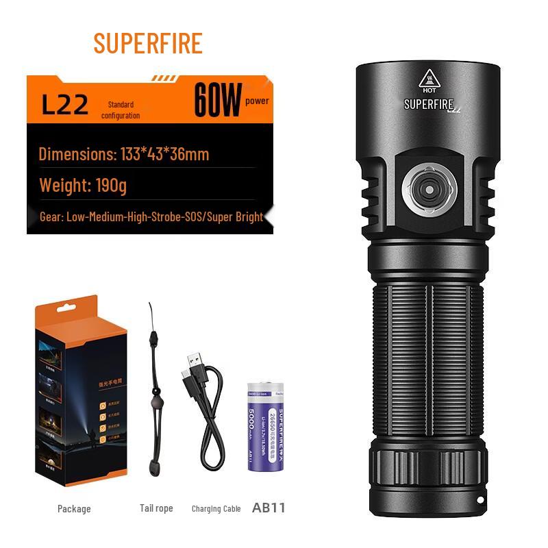 SupFire L22 High-Power Rechargeable LED Flashlight