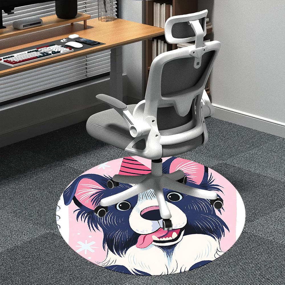 1PC Dogs Pet Office Round Area Rug,  Mat Suitable ForOffice, Under Office Chairs Bedroom Living Room Home Decor, Room Deco