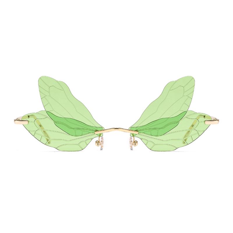 Солнцезащитные очки-бабочки без оправы, солнцезащитные очки с крыльями стрекозы, женские винтажные прозрачные очки с океаническими линзами, мужские розовые солнцезащитные очки, оттенки