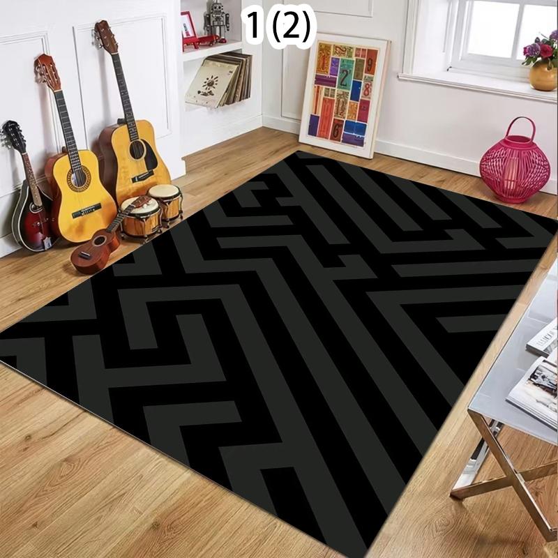 Minimalist Geometric Rug Washable Indoor/Outdoor Carpet for Living Bedroom Yoga Entrance Door Mat Anti-Skid Backing Longevit