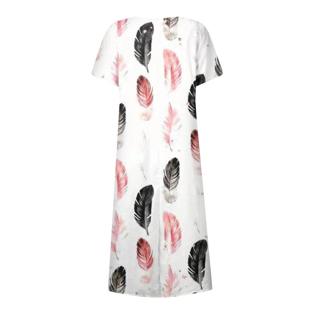 Fashion Women's Summer Round Neck Casual Fashion Printed Pullover Short Sleeve  Dress