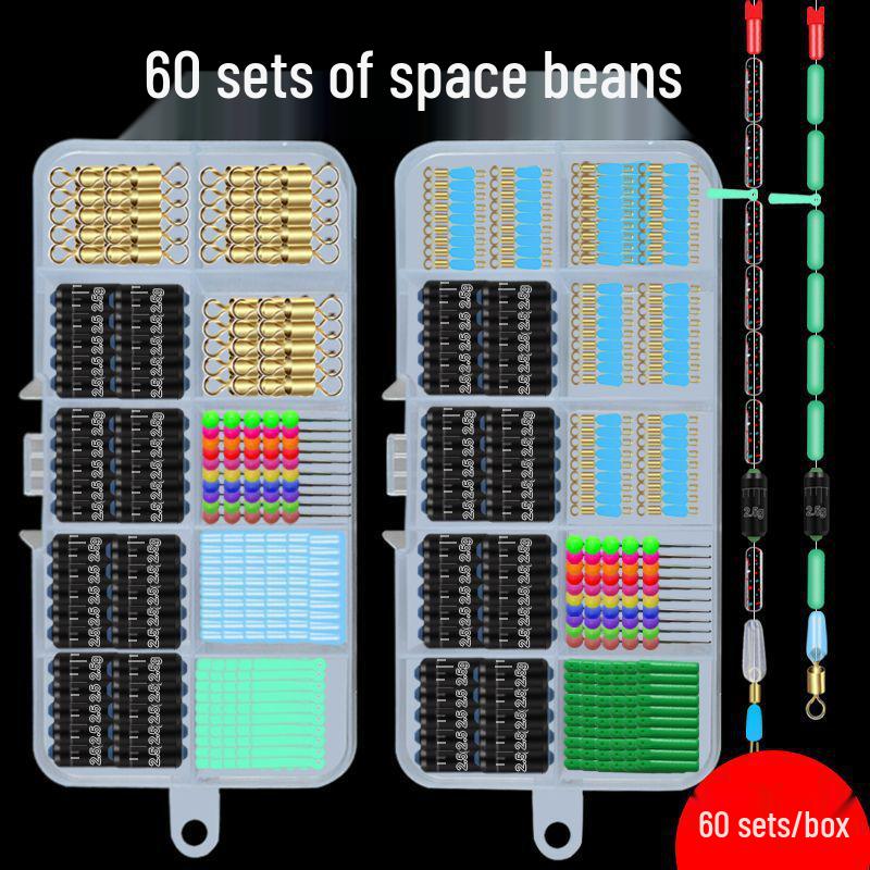 Набор для рыбалки Space Bean Super Tight Silicone Anti-Tangle Fishing Set: Кольцо в форме восьмерки, чешуйчатый свинцовый поплавок, зажим для лески, аксессуары для снастей.