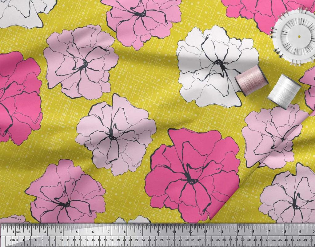 Soimoi Японский креп-атласная ткань с гвоздикой и цветочным принтом, швейная ткань, метр 42 дюйма