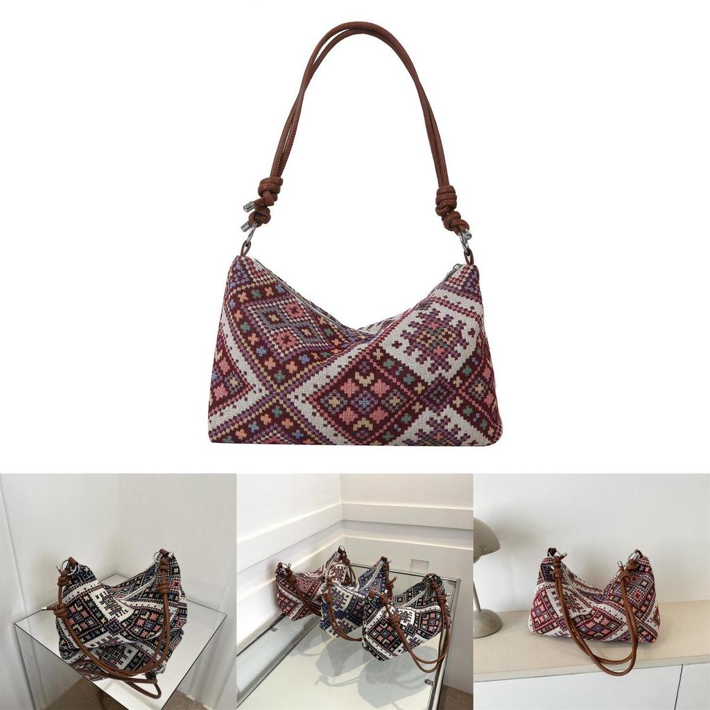 Модная винтажная этническая женская сумка через плечо из мягкого хлопка и льна, средняя