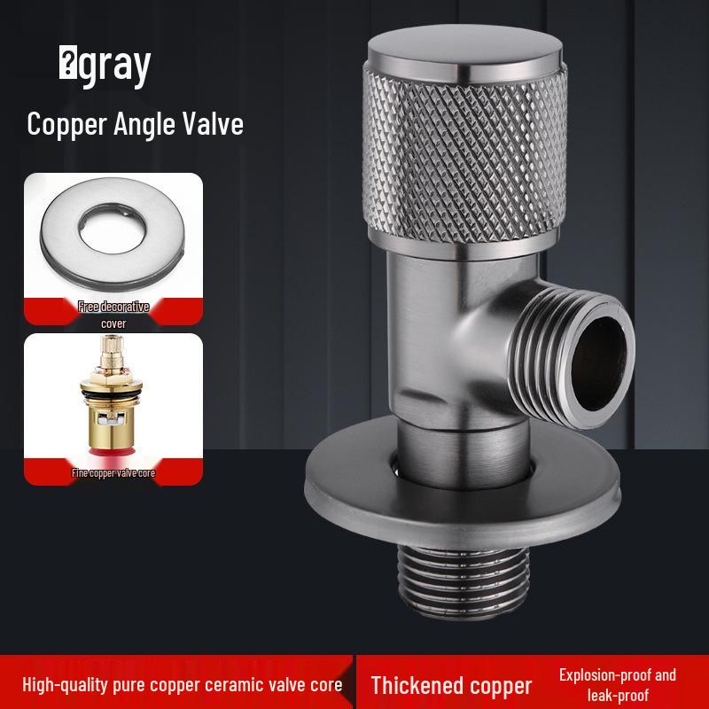 All-Copper Multi-Functional Triangle Angle Valve for Water Heaters, Bathrooms, Toilets - Cold/Hot Water Shut-Off Valve