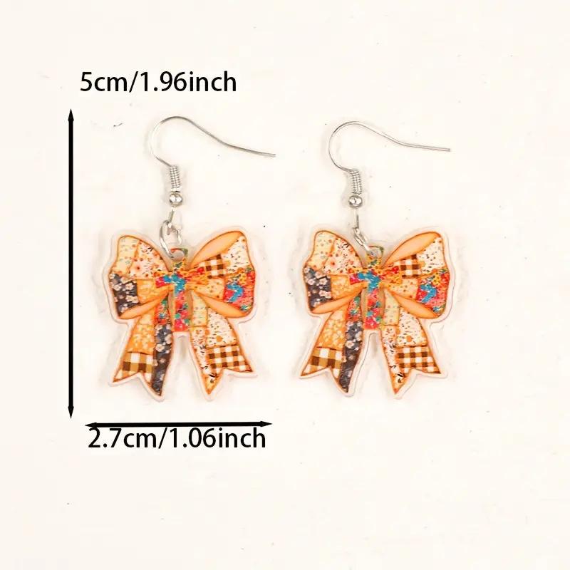Cross-border new cute floral crossbow bow earrings flat acrylic Thanksgiving creative earrings