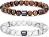 Europe and the United States popular 8mm natural stone bracelet tiger eye stone turquoise bracelet men's and women's elastic bracelet combination set