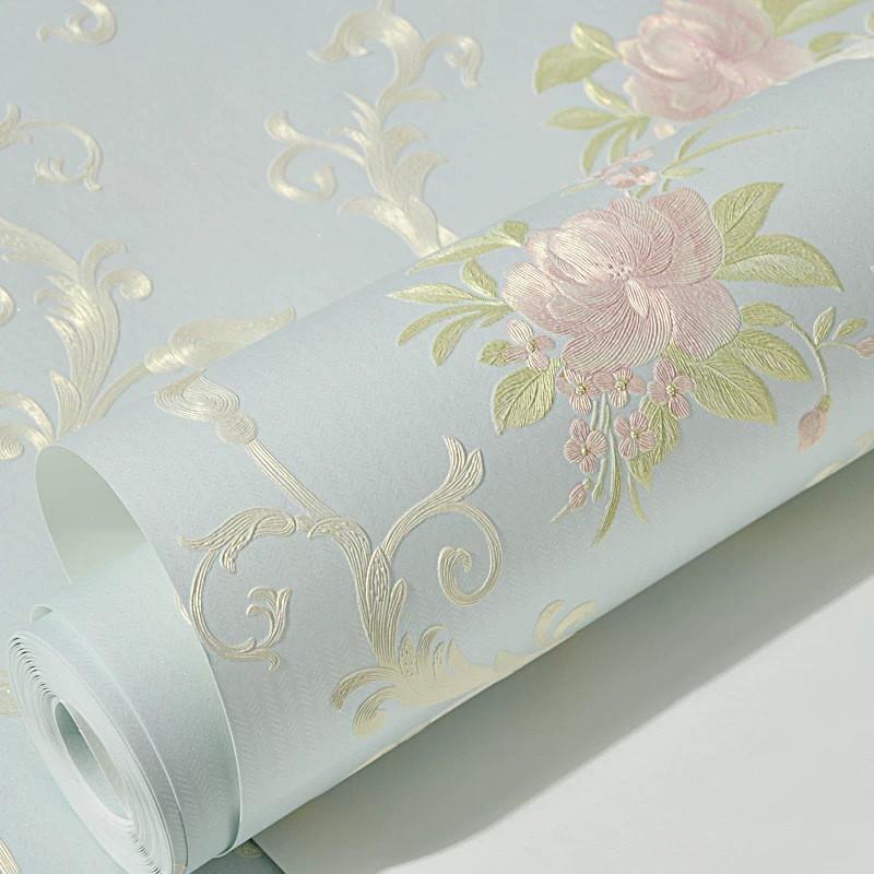 Self-Adhesive 3D Embossed Non-Woven Wallpaper Living Room Bedroom Accent Wall Decor European Style