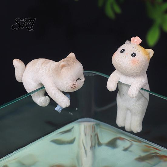 Hanging Cat Decor Climbing Statue for Planter Cute Resin Figurine Cartoon Flower Pot Sun-resistant Ornament Indoor Outdoor Pots Vase Fish Tank