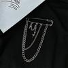 Metal Chain Star Pendant Brooch For Women Men Suit Decoration Tassel Chain Metal Pin Cloth Jewelry Accessories Fashion Pins