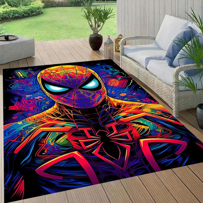 1pc Spider-Man Pattern Area Rug Soft Flannel Floor Mat for Living Room, Office, Bedroom, Outdoor and Camping, Sofa Coffee Table Floor Mat, D