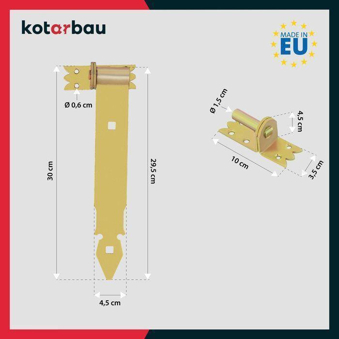 Петля дверная - KOTARBAU - 300 мм - Оцинкованная сталь - Желтая - 2 шт