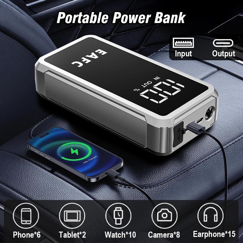 EAFC 12V Автомобильный пусковой аккумулятор Power Bank Зарядное устройство QC3.0 Портативный автомобильный аккумулятор 4000А Аварийный бустер для запуска автомобилей