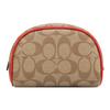 New COACH Dome Leather Handheld Makeup Bag Trumpets Women's Red & Brown CH528-SVRVB