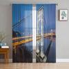 Нью-Йорк Ночной Вид Прозрачные Шторы Для Спальни Гостиной Тюлевые Шторы Для Кухни Окна Вуаль Шторы
