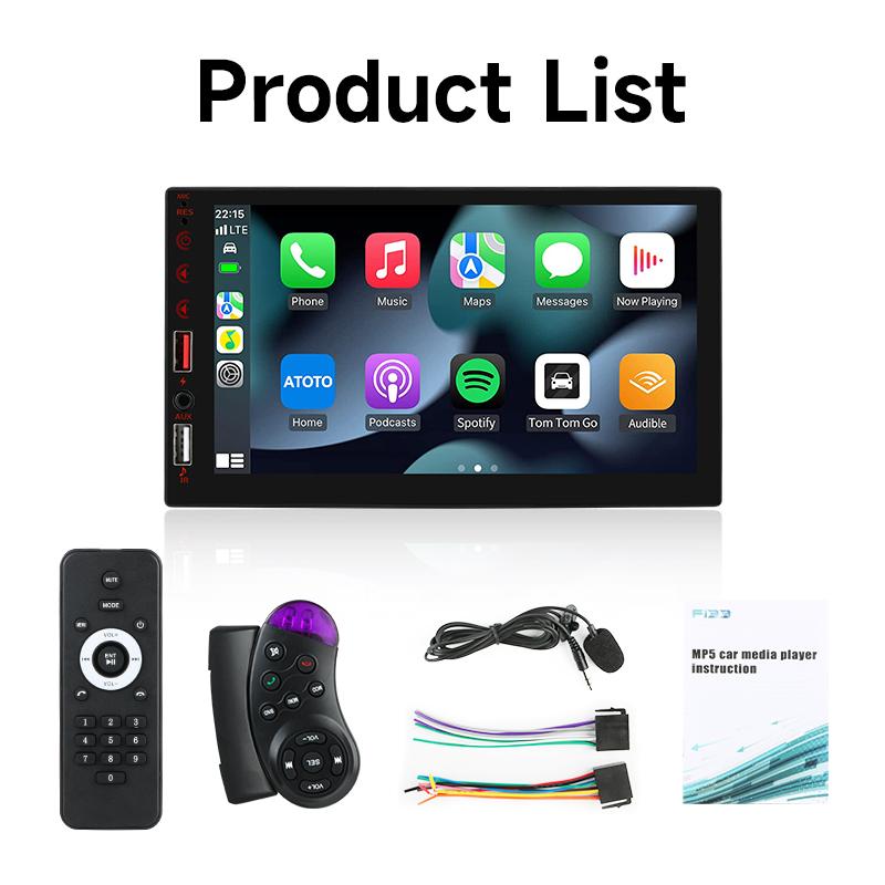 7-дюймовый автомобильный радиоприемник 1 Din MP5 Carplay Android Auto HD Autoradio Multimedia Player Car Stereo Bluetooth USB FM Universal NO 2Din