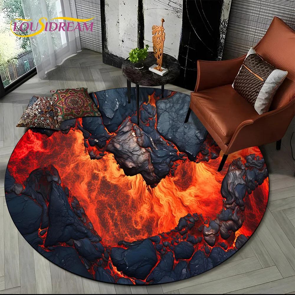 Последний 3D Иллюзия Вулкан Лава Магма Круглый Ковер Коврик для Гостиной Спальни Декор Дивана, Детский Ковер Нескользящий Напольный Коврик Подарок