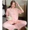 "Women's Cherry Pajama Set – Sweet Style, Short-Sleeved Top, and Comfortable Trousers for Home"