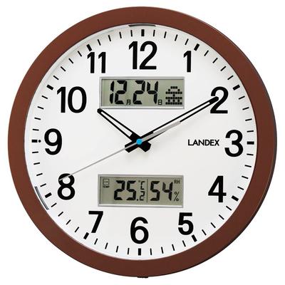 Настенные часы Landex Analog Dear Days с подсветкой Автоматическая подсветка Бесшумная непрерывная секундная стрелка Дисплей температуры и влажности Темно-коричневый YW9178DBR