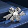 Full Diamond Bow Brooch, Elegant and Feminine Pearl Brooch, Light Luxury and High-end Design Sense Brooch