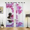 Flower Stone Pink Orchid Reflection White Curtains for Bedroom Living Room Drapes Kitchen Children Window Curtain Home Decor