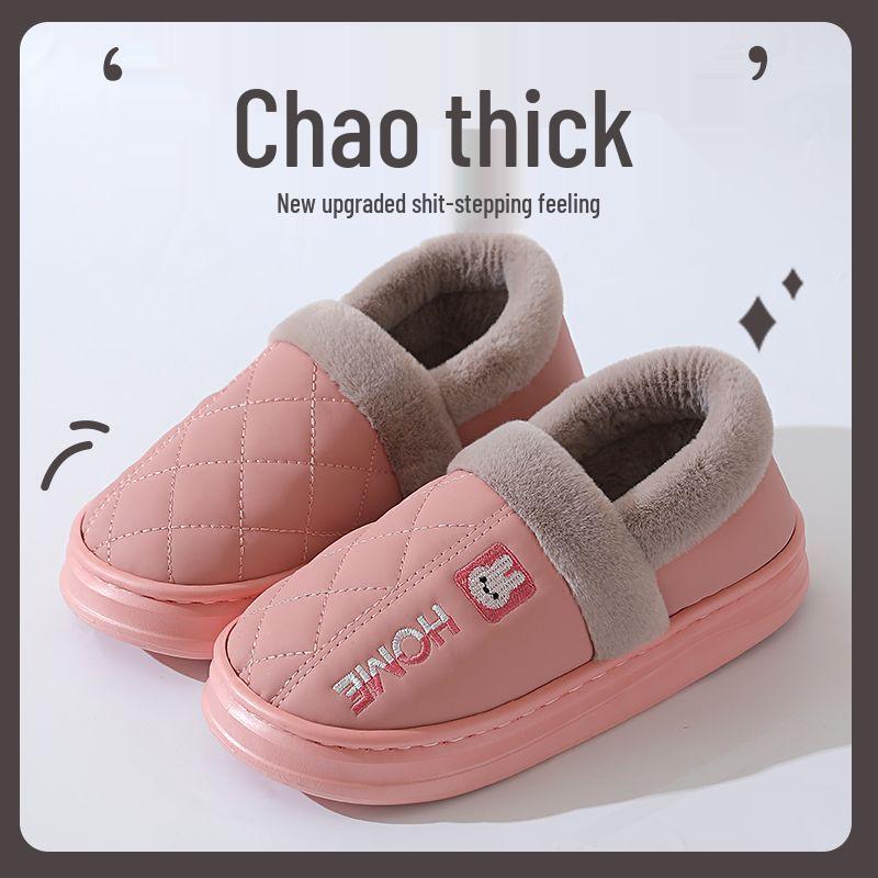 Зимние водонепроницаемые хлопковые тапочки 2025 года: Обувь для помещений и улицы с толстой подошвой, нескользящая, закрывающая пятку, для мужчин и женщин