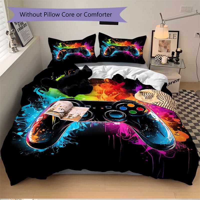 Colorful Controller Print 3Pcs Bedding Setduvet Cover With 2 Bedropillowcase Home Birthday Gift