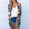 Women's Casual Fashion Floral Print Long Sleeve Mid-Length Cardigan Jacket