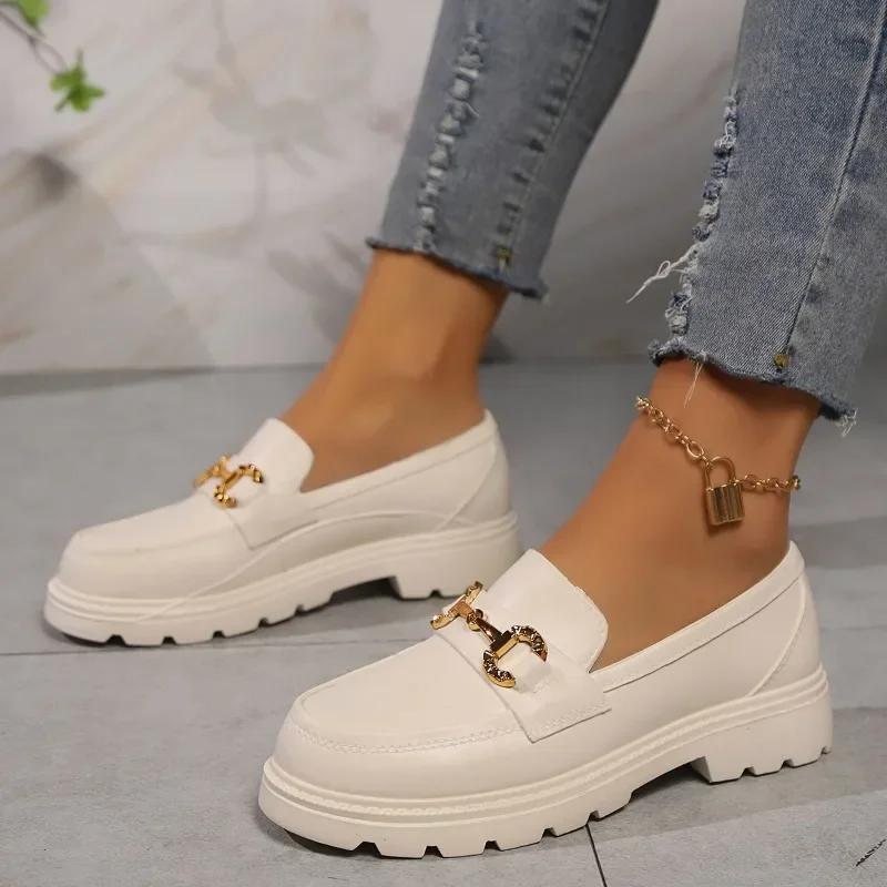 Женская обувь 2024 года, хит продаж, модная повседневная универсальная обувь, верхняя одежда, ленивые мокасины на толстой подошве для женщин, Zapatos