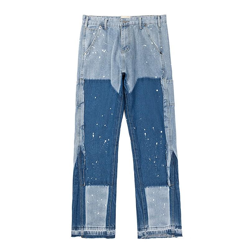25Gallery Dept Patchwork Splash Flared Jeans Men High Street Trousers