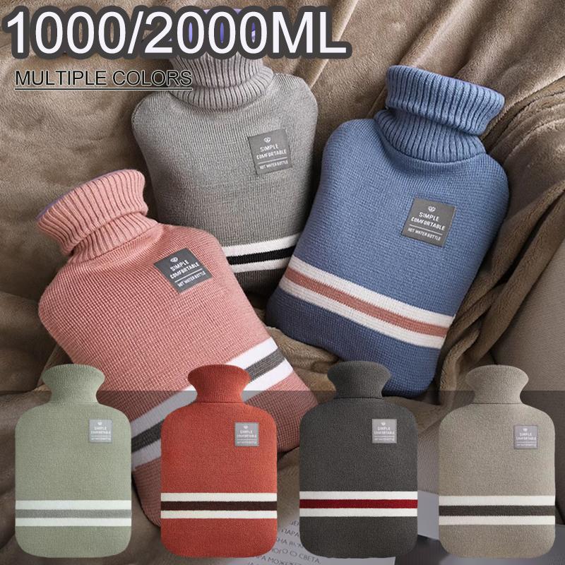 1L Or 2L Hot Water Bottle With Knitted Cover Large Capacity Hot Water Bag For Female Warm Belly Hands Inject Water Hot Water Bag