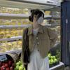 Женский ретро укороченный кардиган-жакет с длинным рукавом и лацканами - Весна/Лето