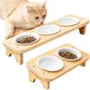 Съемная приподнятая кормушка для домашних животных с деревянной подставкой, приподнятая миска для кормления кошек, товары для домашних животных