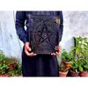 Handmade Wicca Leather Journal Black Pentagram Embossed Blank Spell Book of Shadows Notepad Grimoire Book Write Book for Men Women