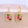 Multicolor Zircon Rectangular Drop Earrings for Women 2024 New Fashon Cubic Zirconia Earring Trendy Party Jewelry Accessories
