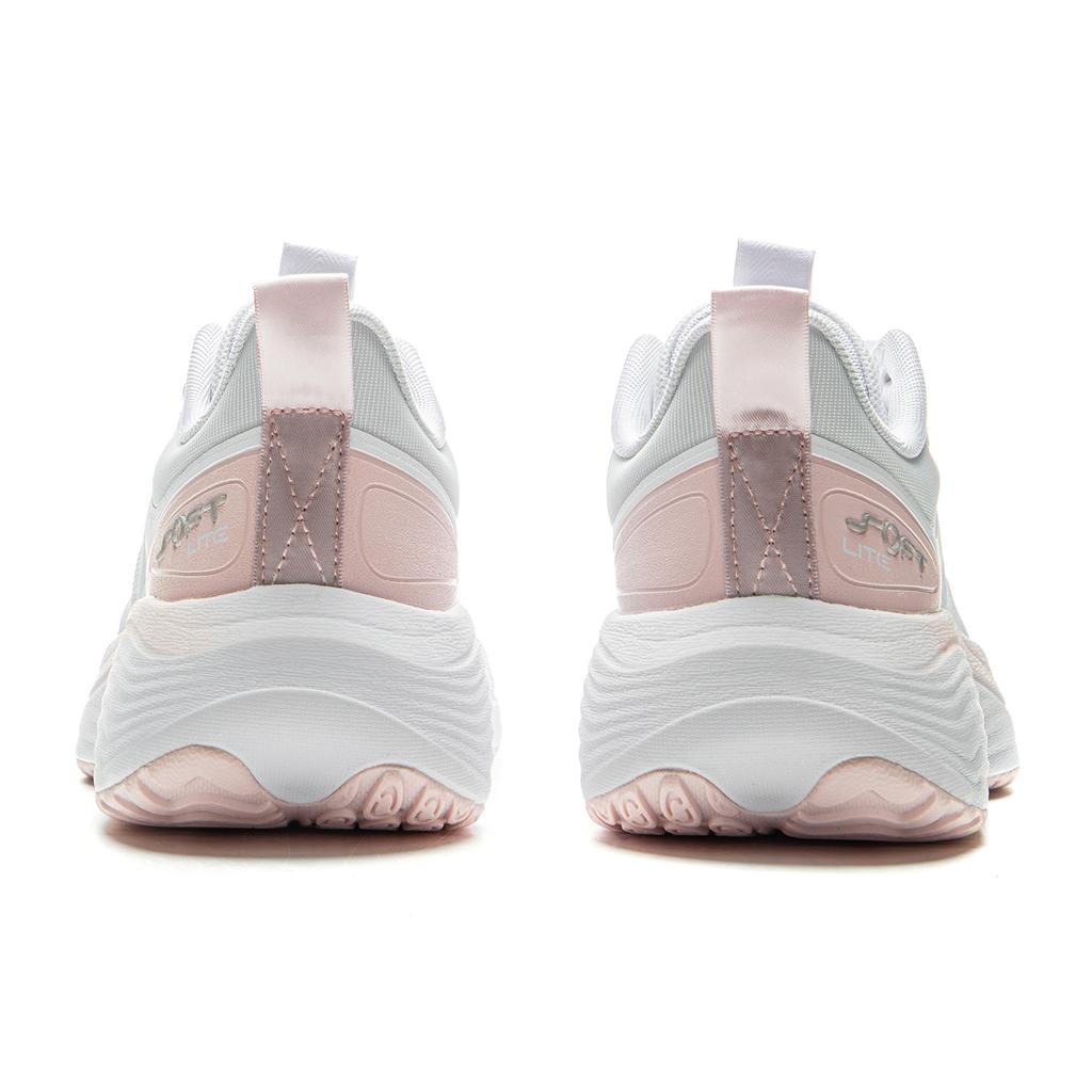 Li Ning Soft Lite Нескользящие, Износостойкие, Дышащие, Легкие Низкие Повседневные Кроссовки Женские Бело-Розовые AGLU162-1