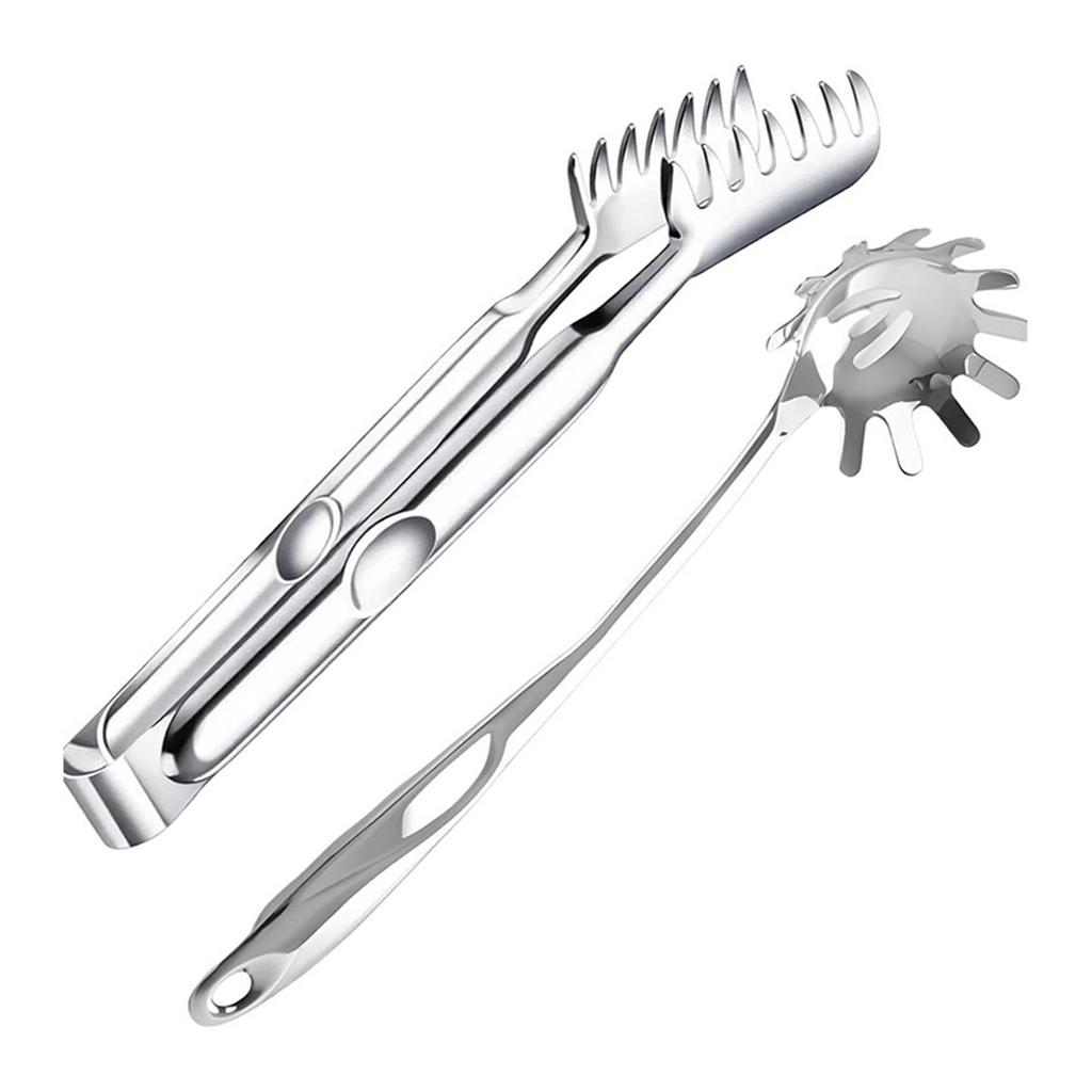 Stainless Steels Spaghetti Spoon and Tongs Ergonomic Kitchen Tool With Drain Holes For Frying Boiling And Serving Food