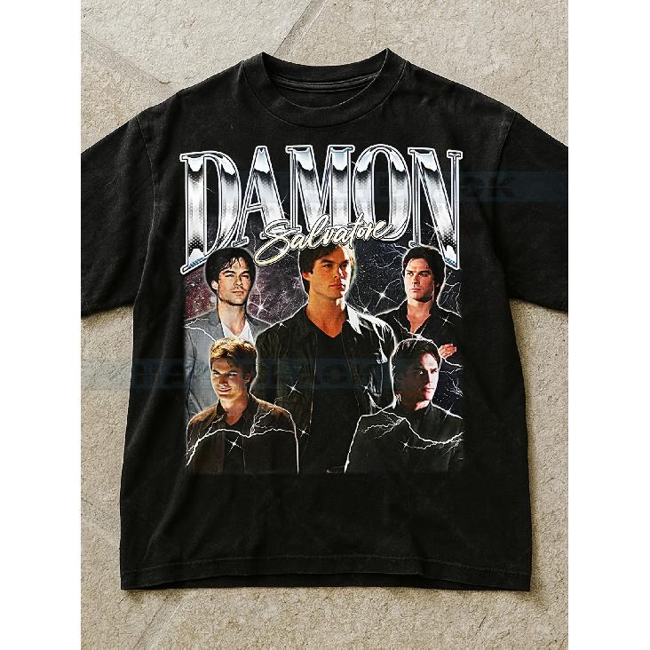Damoon Sal Vatores Vintage TV Character Vampire Star Anti-Hero T-Shirt From The 90S Retro Throwback Collection, Also Available As A Sweater