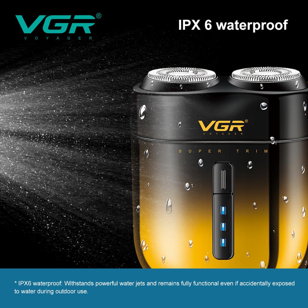 VGR Удобная электрическая бритва IPX6 Водонепроницаемая Градиентная Металлическая Бритва Двойное Лезвие Мужская Бритва Дорожная Мини USB Триммер для Волос Домашняя Бритва Бритва V-348