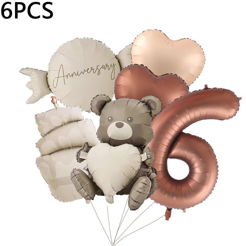 Набор матовых воздушных шаров с плюшевым мишкой, конфетами, цифрами от 0 до 9, для детского дня рождения, свадьбы, годовщины, декорации, алюминиевые фольгированные шары