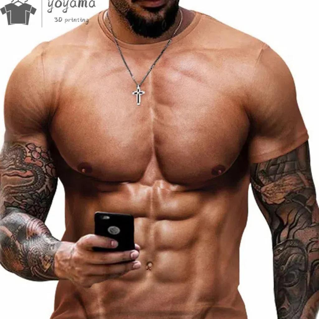 Funny 3D Printing Muscle Printed T-Shirt Gym Clothing Men Summer Streetwear T-Shirt Tops Harajuku Fashion Short Sleeve Tee