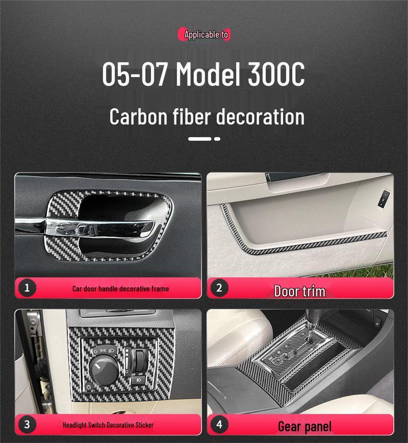 Наклейка-молдинг на центральную консоль Chrysler 300C 05-07 из углеродного волокна