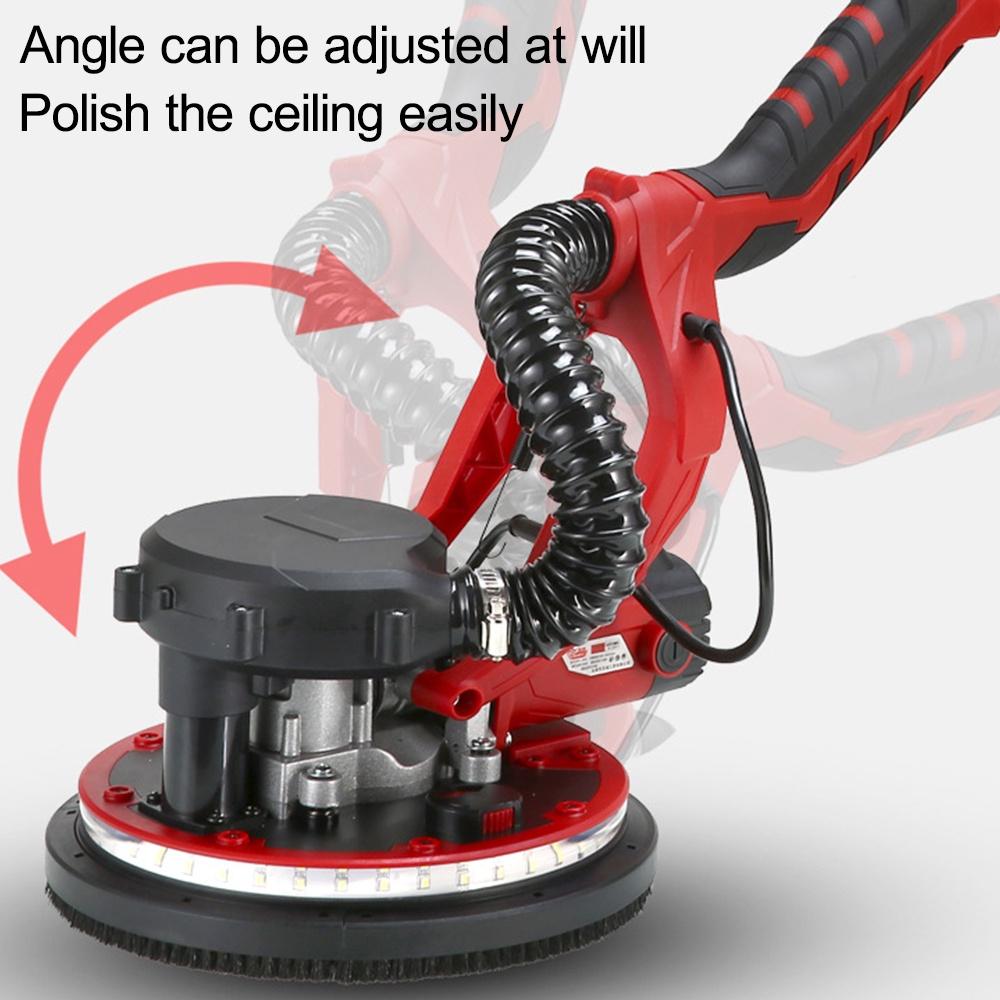 Электрическая шлифовальная машина для гипсокартона, 1280 Вт, с регулируемой скоростью, с автоматической вакуумной светодиодной подсветкой, наждачная бумага для стен, шпатлевка, шлифовальная машина для стен