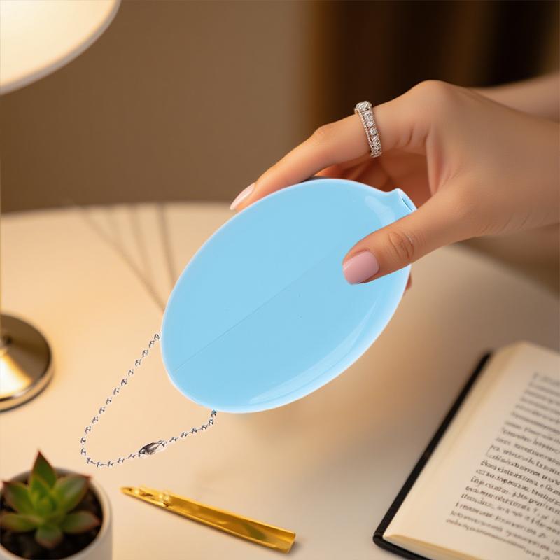 Solid Color PVC Fashion Portable Bag Pendant Small Oval Coin Purse Mini Earrings Rings Storage Box With Chain